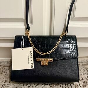 Brand New ANNE KLEIN  Croc Textured Convertible Crossbody Bag